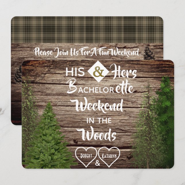 Woodsy Bachelor/Bachelorette Combined Party Invite (Front/Back)
