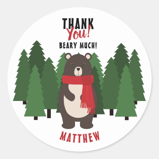 Woodsy Bear Classic Round Sticker (Front)