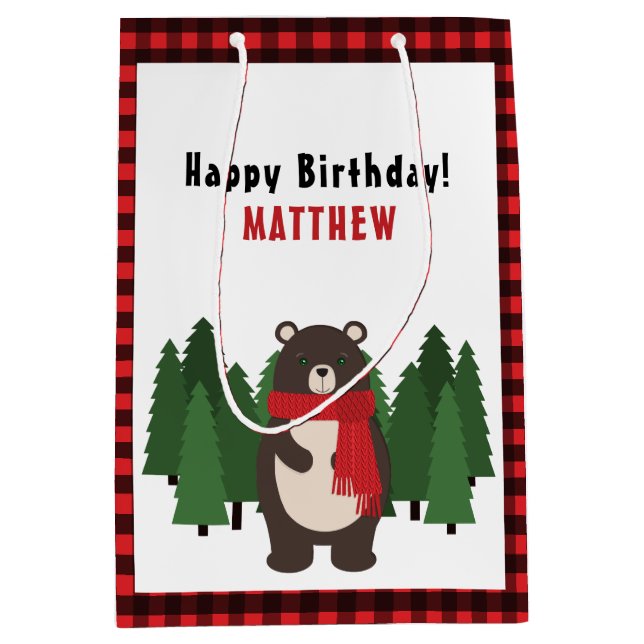Woodsy Bear Medium Gift Bag (Front)