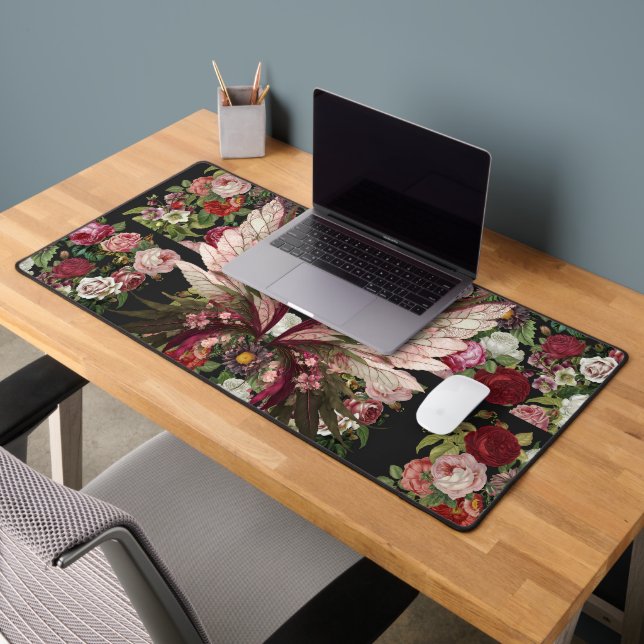 Woodsy Butterfly Om Roses Desk Mat (Office 2)