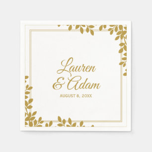 Woodsy Cocktail Napkins   Leaf Frame (Gold) LT