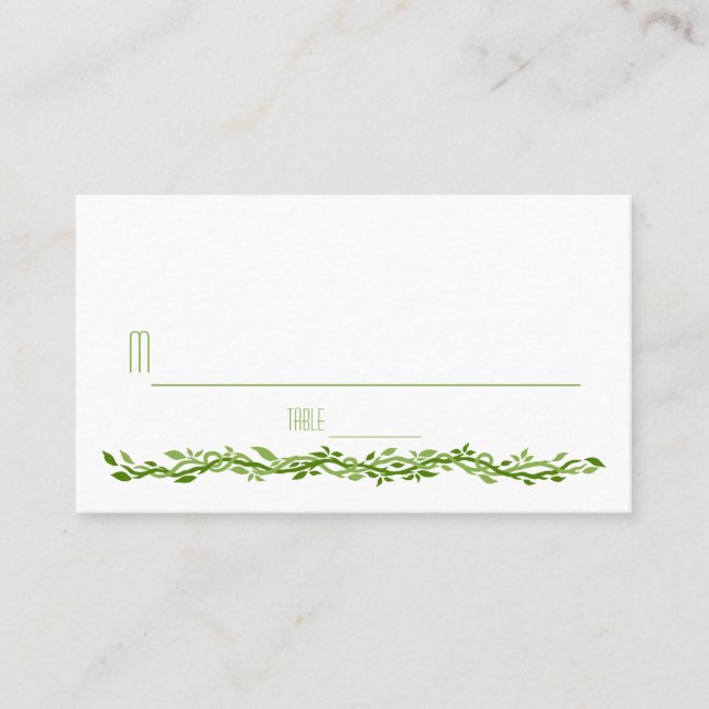 Woodsy Elegance | Wedding Vine Place Card Escort (Front)