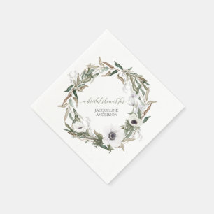 Woodsy Foliage Floral BOHO Wreath Anemone Rustic Napkin