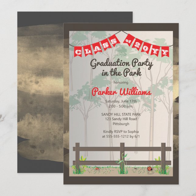 Woodsy Graduation Party in the Park Invitation (Front/Back)