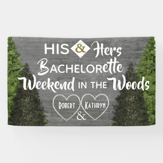 Woodsy His & Hers Bachelorette Party Banner (Horizontal)