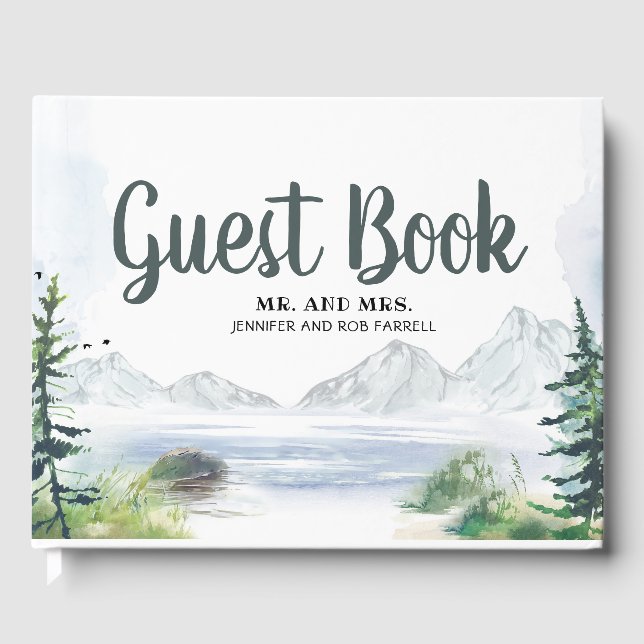 Woodsy Nature Mountains Wedding Guest Book (Front)