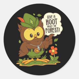 Woodsy Owl Give A Hoot About The Forest Arbor Day Classic Round Sticker