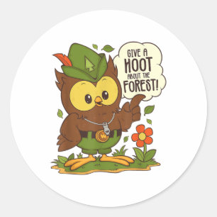 Woodsy Owl Give A Hoot About The Forest Arbor Day  Classic Round Sticker