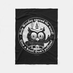 Woodsy Owl Give A Hoot Don't Llute Faded Vintage L Fleece Blanket