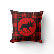 Woodsy Red Plaid Moose Print