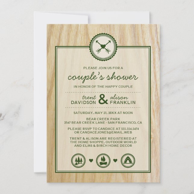 Woodsy Wedding & Glamping Couple's Shower Invitation (Front)