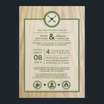 Woodsy Wedding & Glamping Invitation<br><div class="desc">This trendy, rustic woodsy wedding invitation features fun typography, heart & arrows, trees, campfire, tent and hearts graphics on a woodgrain image background. Personalise with your event details. Click the "Customise It" button to go to the design tool where you can change the font, type size, type colour, text positioning...</div>