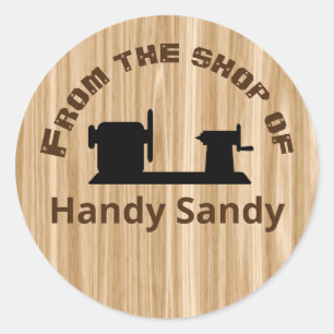 Woodturner Gift From the Shop Of Personalised Wood Classic Round Sticker