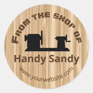 Woodturning Business From the Shop Of Personalised Classic Round Sticker