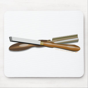 Woodturning Tools Crossed Roughing Gouge and Skew Mouse Mat
