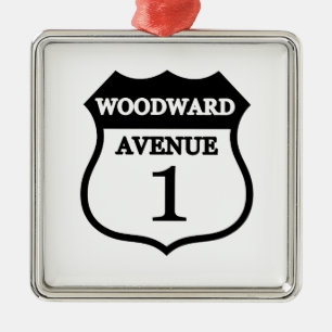 Woodward Avenue Route 1 Sign Woodward Gifts Metal Tree Decoration