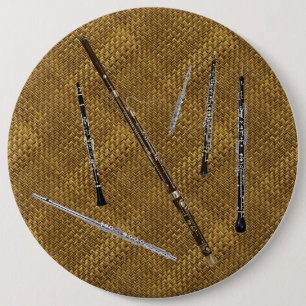 Woodwind Family on Basket Weave Look 6 Cm Round Badge