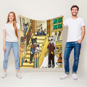 Woodwork Joinery Cats Fleece Blanket