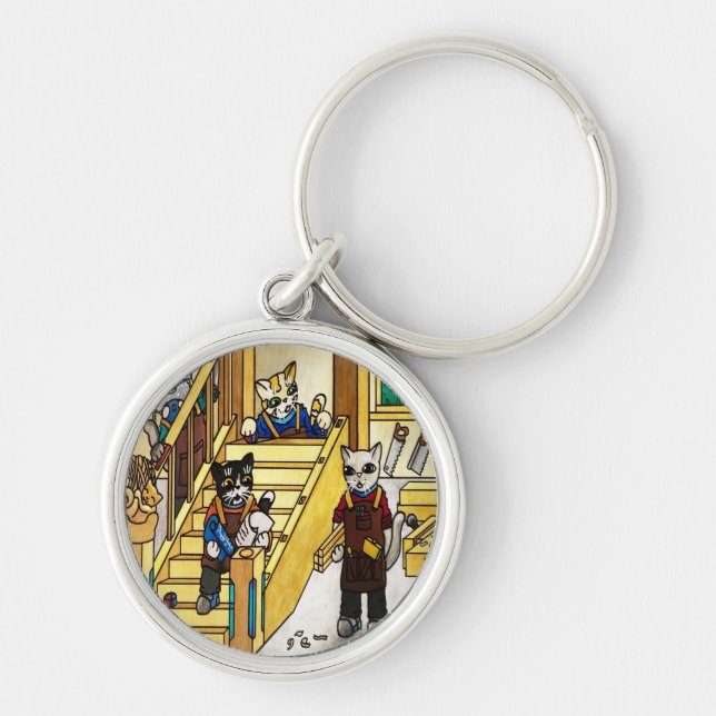 Woodwork Joinery Cats Key Ring (Front)