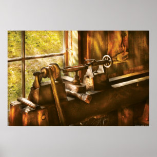 Woodworker - An Old Lathe Poster