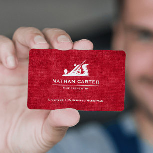 Woodworker Carpenter Jack Plane Grunge RED Business Card