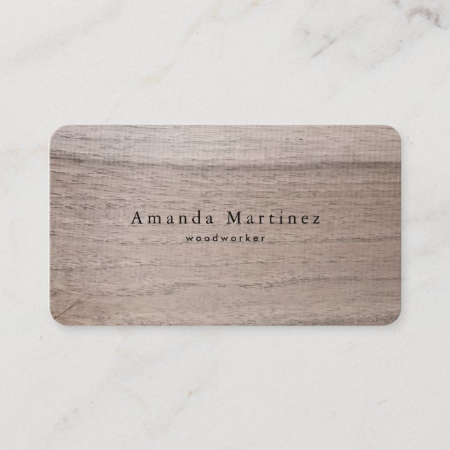 Woodworker Carpenter Minimalist Wood Business Card (Front)