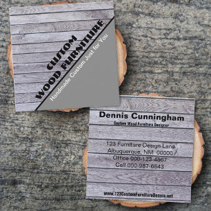 Woodworker Furniture Maker Vintage Grey Wood Slats Square Business Card