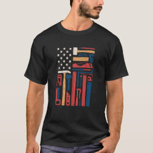 Woodworker Patriotic American Flag Carpenter Retro T-Shirt