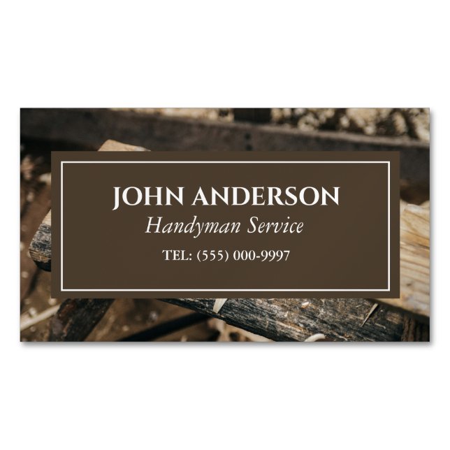 woodworker Tools Carpenter Handyman Business Magnetic Business Card (Front)
