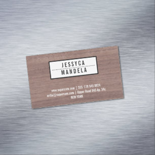 Woodworker with Hazel Wood Magnetic Business Card