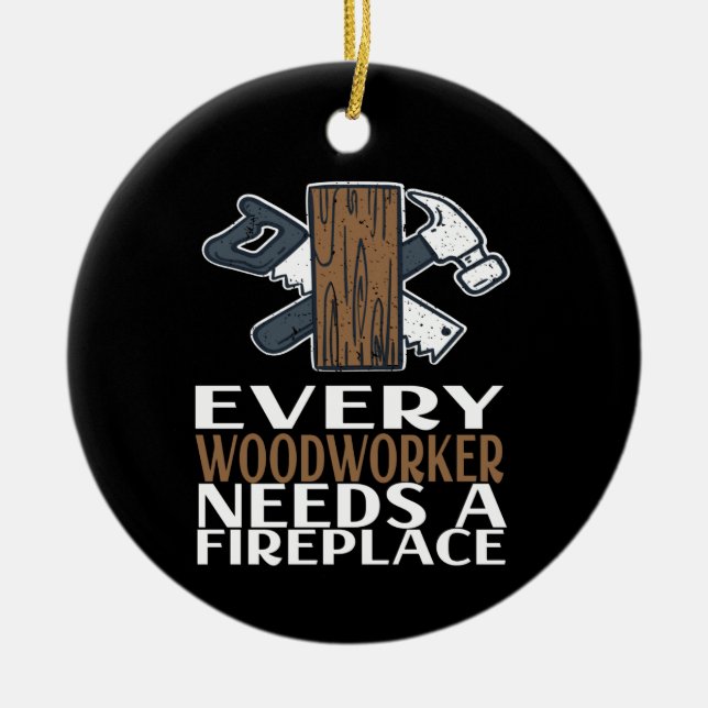 Woodworker Woodworking Gift Ceramic Tree Decoration (Front)