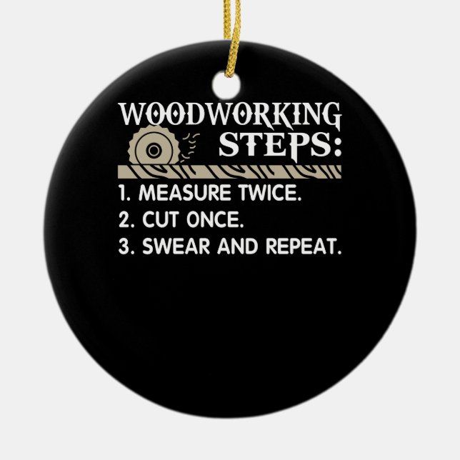 Woodworking Steps Ceramic Tree Decoration (Front)