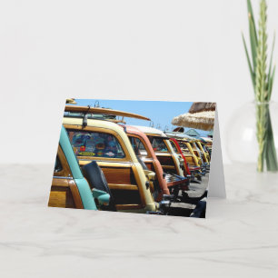 Woody cars on the wharf at Santa Cruz Card