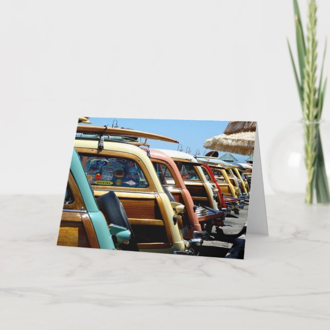 Woody cars on the wharf at Santa Cruz Card (Front)