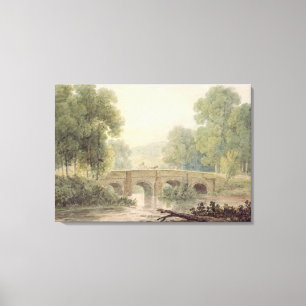 Woody Landscape with a Stone Bridge over a River Canvas Print
