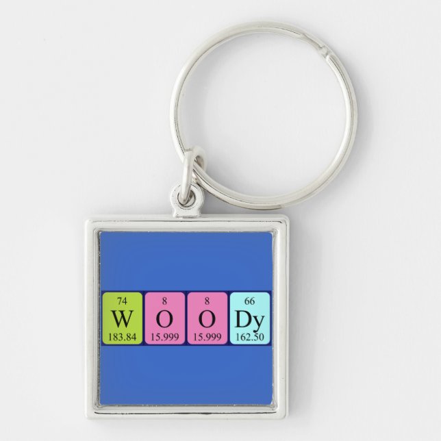 Woody periodic table name keyring (Front)