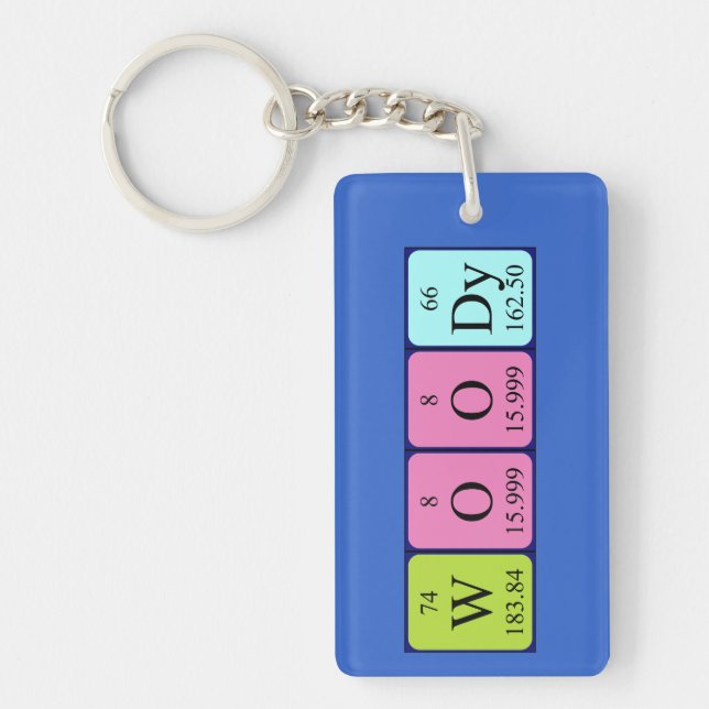 Woody periodic table name keyring (Front)