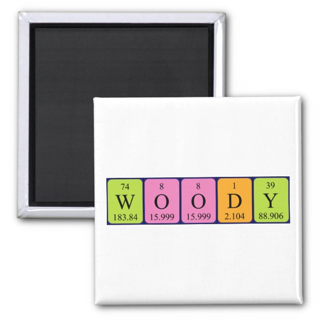 Woody periodic table name magnet (Front)