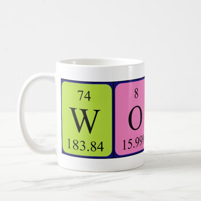 Woody periodic table name mug (Left)
