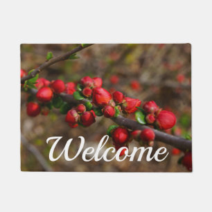 Woody Red Blooms Welcome Doormat