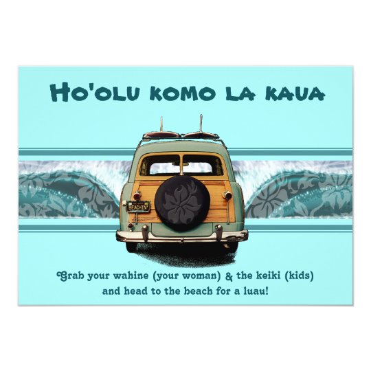 Woody Wave Luau Invitations