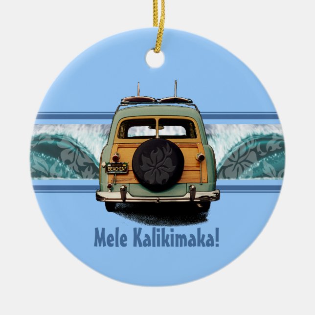 Woody Wave Surf Ornament (Front)