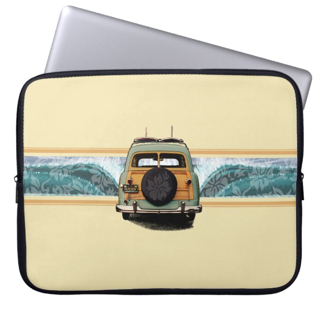 Woody Wave Surfer Neoprene Wetsuit Laptop Sleeve (Front)