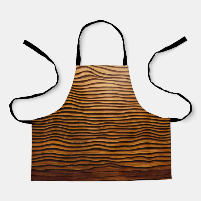 Woody Waves of Wonder - Elegant Wood Grain Modern  Apron (Front)
