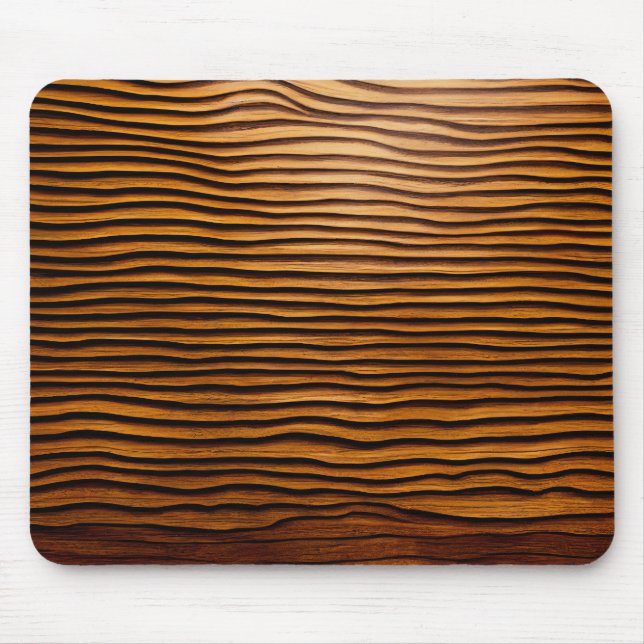 Woody Waves of Wonder - Elegant Wood Grain Modern  Mouse Mat (Front)