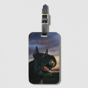 Woof! Big, black dog Luggage Tag