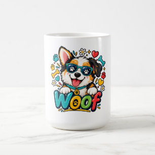 Woof Cute Puppy Dog Paw Print Heart Coffee Mug