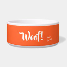 Woof Cute Text Orange & White Personalised Pet