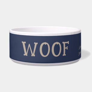 Woof Cute Typography Navy Blue Personalised Pet