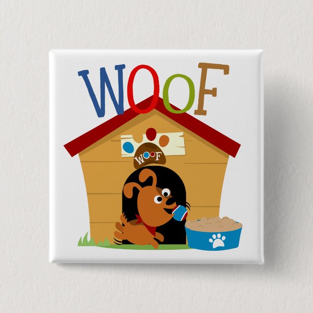 Woof Dog 15 Cm Square Badge (Front)